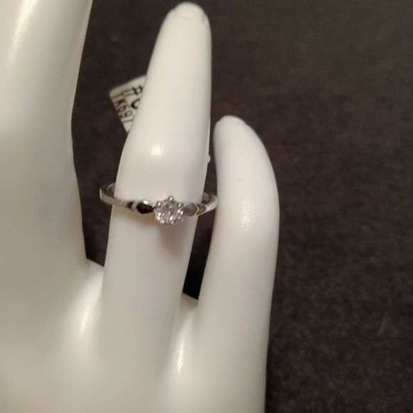 Classic Minimalist Silver Diamond Solitaire - Picture 2 of 9